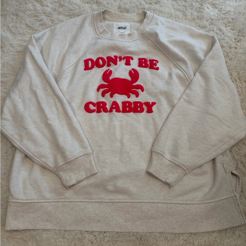 AERIE DONT BE CRABBY SWEATSHIRT PULLOVER - Picture 4 of 6